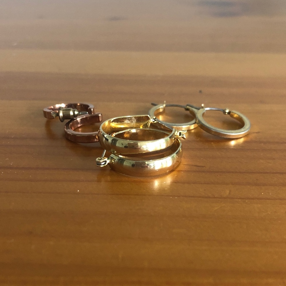 Vintage gold hoops and rose gold hoops bundle
